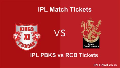 rcb vs pbks cricket book ticket